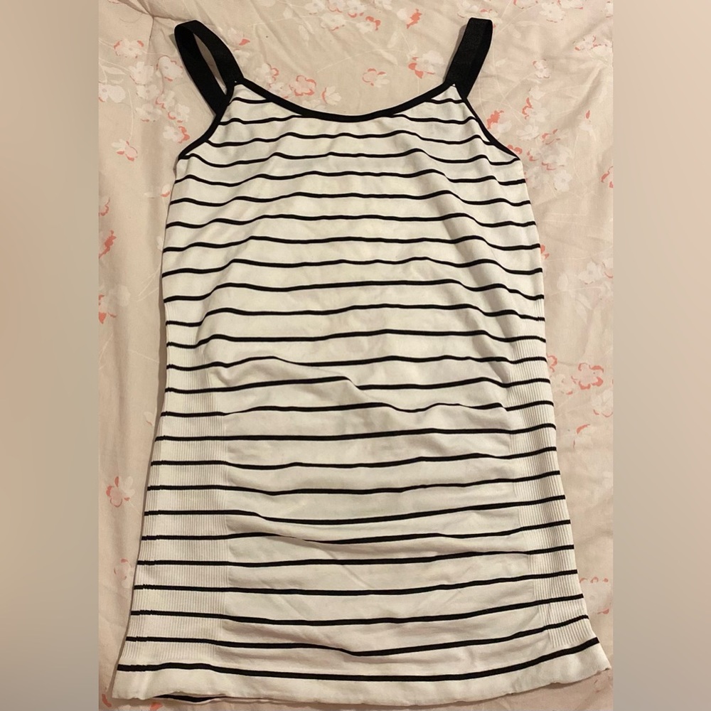 White and black striped maternity top